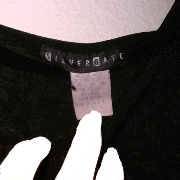 Vintage Gothic Black Floral Patterned Dress Size Small Velvet Lining Material - Picture 3 of 4